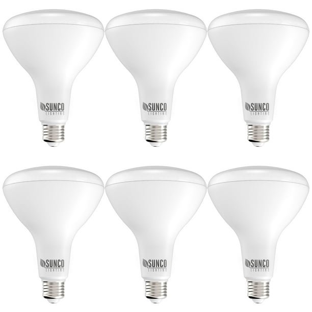 Renewed Dimmable UL & Energy Star E26 base 17W=100W 4000K Cool White Sunco Lighting 6 Pack BR40 LED Bulb Indoor Flood Light for Cans 